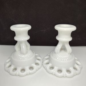 Vintage Milk Glass Candlesticks